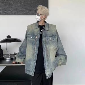 1506/QY80900/P45吾一白春秋季新款男生美式牛仔外套男士休闲夹克图片