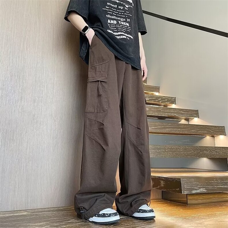 2024新款多口袋工装裤男春季潮牌宽松阔腿休闲长裤现货 K7752-P55图片