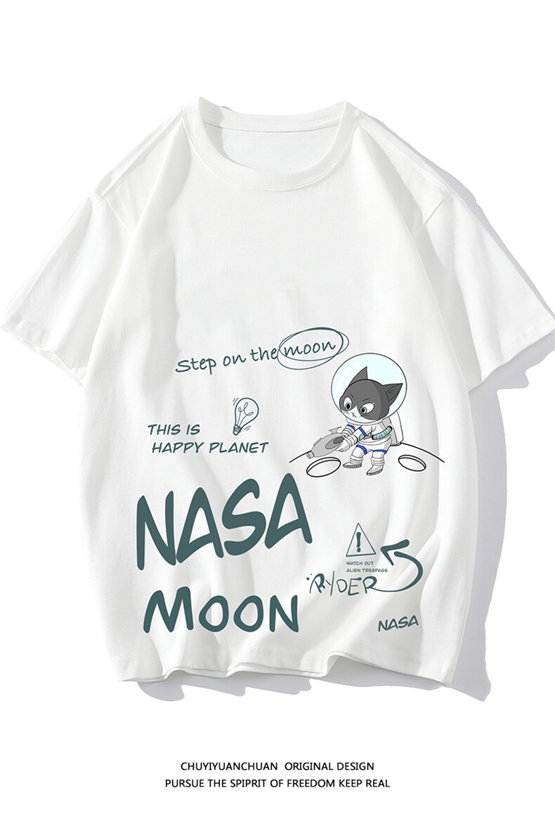 NASA联名同款纯棉短袖t恤男大码半袖打底衫宽松体恤DX17187-P20,男装T恤,电商A040A