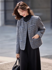 秋冬新款粗花呢亮片小香风外套气质优雅风短款大衣，女装短外套，慕依路