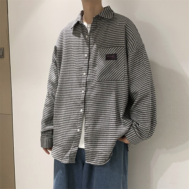 男春季衬衫千鸟格长袖衬衫C00010P38,男装衬衫,星座1116-2