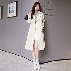 英伦风灰色风衣女2025春秋新款高级感系带收腰妈妈长款高个子外套，女装风衣，时尚俏佳人