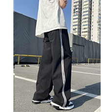 美式街头水洗双杠直筒宽松vibe毛边牛仔裤XZ603-K776-P60控78，男装牛仔裤，星座603