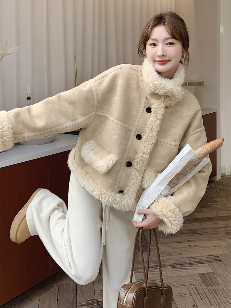 现货冬装双面穿加厚羊羔毛皮毛一体外套浙宝208-8057-P185K278,女装短外套,浙宝208