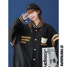 中性秋季百搭袖子拼接撞色宽松夹克情侣棒球服外套 G6291 P65控78，男装夹克，电商A268