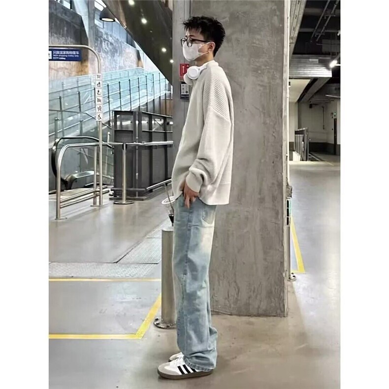 W8971-P53网图现货春季新款牛仔裤高街潮牌美式复古水洗直筒裤,男装牛仔裤,星座1608-2