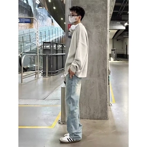 W8971-P53 网图现货 春季新款牛仔裤高街潮牌美式复古水洗直筒裤图片
