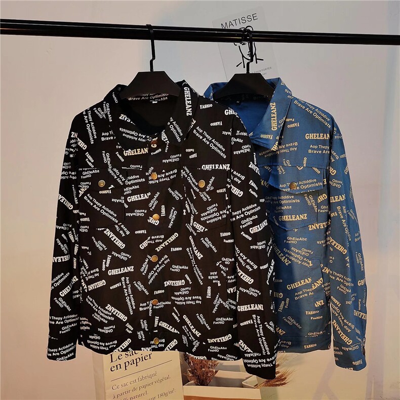 ins潮牌印花男士痞帅外套宽松韩版上衣服休闲夹克Y07P45,男装夹克,星座1116-2