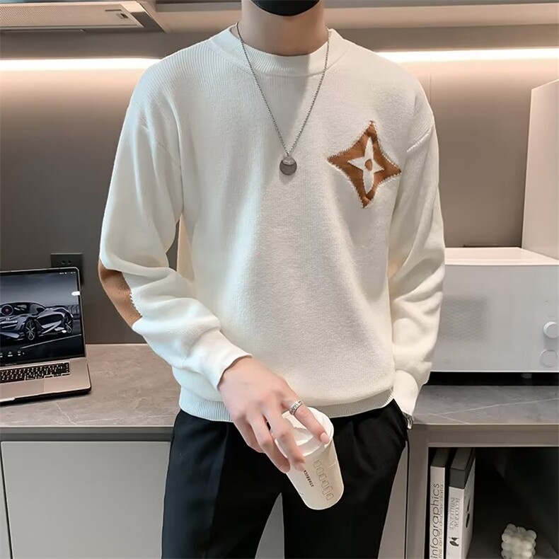 高级感针织衫套头毛衣男秋冬痞帅港风复古ins潮流轻奢上衣S573，男装针织衫/毛衣，星座1116A-2（原606A-1）