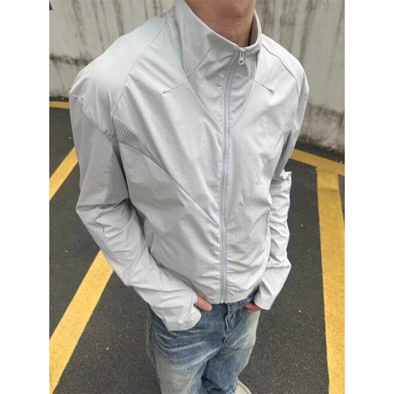 网眼防晒衣立领休闲跑步运动户外长袖轻量薄款修身防晒服,男装防晒衣,星座1210-1
