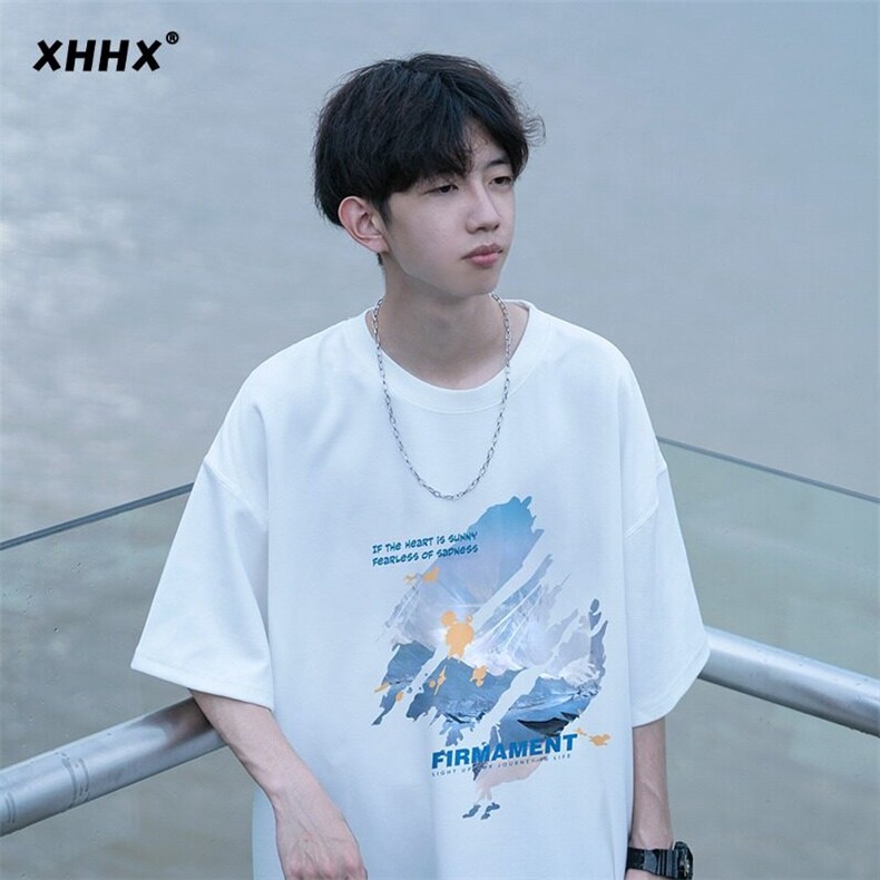 少年感短袖T恤男生夏季纯棉重磅情侣款潮牌宽松大码五分中袖上衣,男装T恤,星座715-7