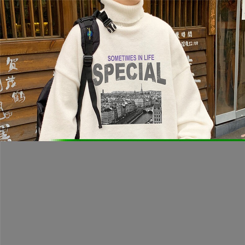 港风秋冬高领针织宽松翻领加厚毛衣男M6908P65控78JR75,男装针织衫/毛衣,电商A268A