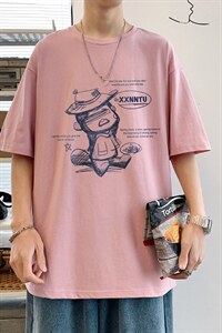 ！春夏新款纯棉宽松短袖T恤男士情侣体恤衫男DX24-P20图片