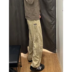 三条杠条纹拼接裤子男款夏季时尚速干尼龙工装裤直筒休闲运动裤潮，男装工装外套，星座1210-1