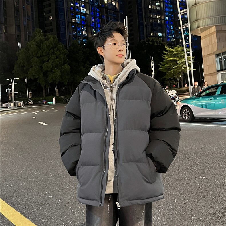 88拼接色棉衣拉链撞色棉袄男女生情侣立领A177-M718-P48,男装棉衣,电商A177