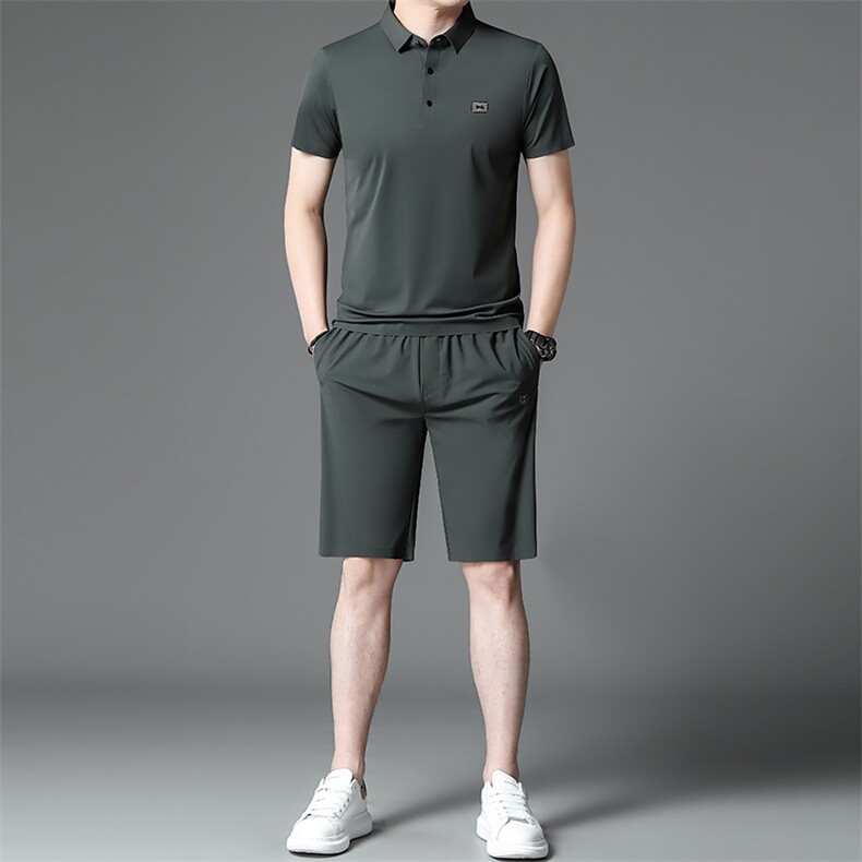 休闲宽松运动套装男士夏季薄款冰丝短袖短裤时尚百搭俩件套男潮,男装牛仔裤,电商B212（原钱塘6029）