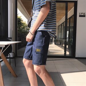 夏季休闲裤五分裤  韩版潮流中裤牛仔短裤男D/图片
