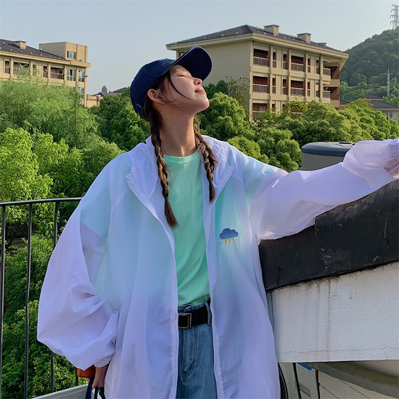 中性女模刺绣防晒衣服圈圈夏季超薄连帽夹克外套JK15-特P35，男装防晒衣，星座216(原A116)
