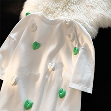 1港风潮T恤女情侣大码M-5XL网红小爱心短袖T恤男DT7742P55控78，男装T恤，星座226-2