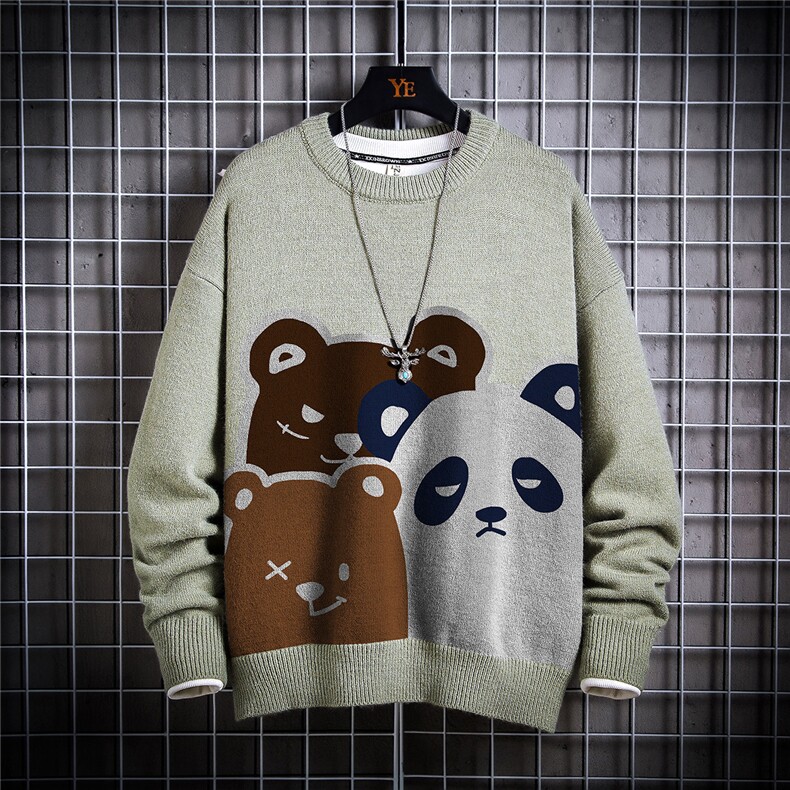 1日系圆领宽松中性情侣潮流大码M-5XL印花毛衣男7775P55加绒P70，男装针织衫/毛衣，星座226-2