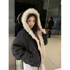 A462-P128美式座山雕毛领加绒加厚棉服夹克冬季cleanfit工装外套，男装夹克，星座911