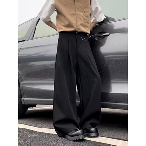 黑色西裤男春季新款美式高街宽松直垂感筒阔腿休闲长裤X325-P45图片