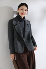 2025年秋冬季新款双面羊毛大衣时尚百搭短款小个子，女装针织衫/毛衣，阿吉丽克