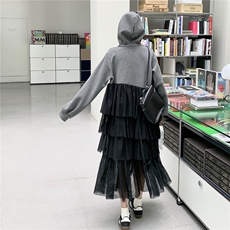 款连帽卫衣拼接网纱重工连衣裙2C167-863-P185-K268，女装连衣裙，2C167