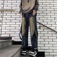 1506-1/K20501/P51美式潮牌时尚百搭直筒复古飘带牛仔撞色男女，男装休闲裤，星座1506-1