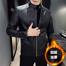 2024秋冬皮衣夹克修身立领PU皮衣外套男py5603-p88加绒p98，男装皮衣，电商D303