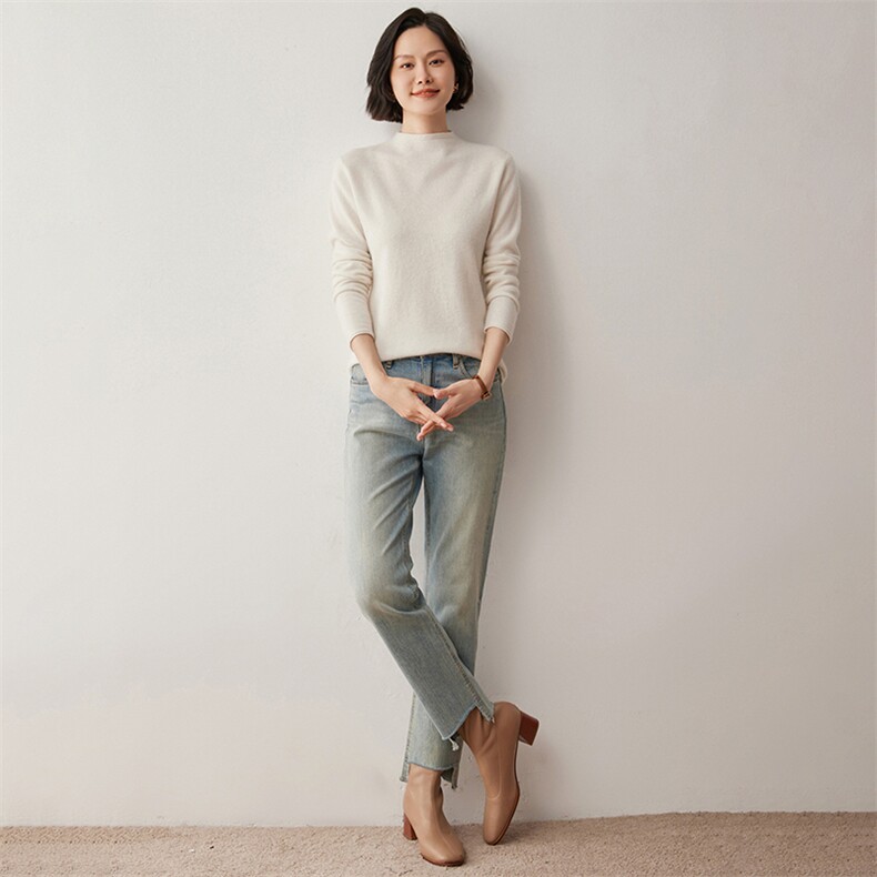 【断码羊绒】新款羊绒衫秋冬圆领针织打底衫修身内搭羊毛衫女毛衣图片