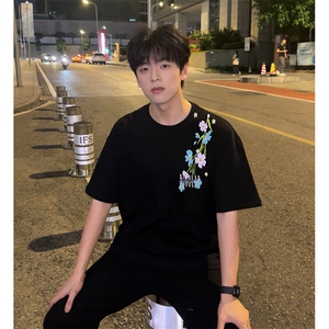 万针全刺绣解构设计260克重磅双纱纯棉高品质美式高街短袖T恤特39图片