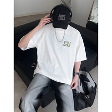 可48小时发货支持抖音得物来样二开美式满天星亮片短袖T恤MTX641，男装T恤，电商A486