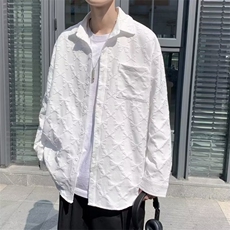 潮牌复古着感男春秋情侣宽松休闲提花衬衫S28P36，男装衬衫，星座1116-2
