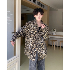 春秋美式高街复古豹纹水洗破洞外套男宽松情侣夹克潮JK86299-P73，男装夹克，星座1008