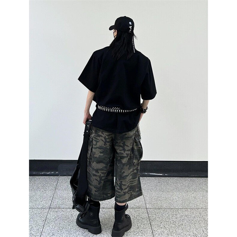 (现货)611-3BK1081特价P49美式3复古迷彩工装宽松阔腿七分裤,男装休闲裤,星座1218（原611-3）