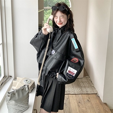独特超好看黑色立领短款皮衣外套女春秋2025新款又a又飒PU皮夹克，女装皮衣，2C201