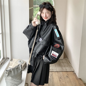 独特超好看黑色立领短款皮衣外套女春秋2025新款又a又飒PU皮夹克图片