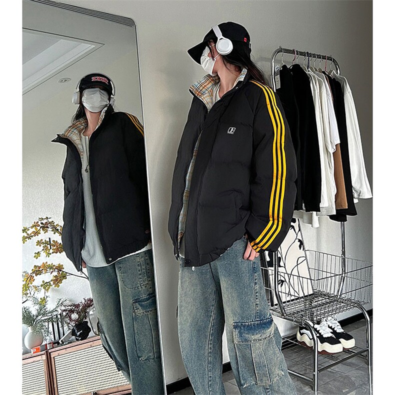 现货假两件格子羽绒棉衣抖音得物二开冬季棉服加厚外套BMY205,男装棉衣,电商A486
