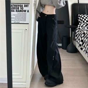 WE1887-P52 新款高级感弯刀西裤男女阔腿裤垂坠感美式图片