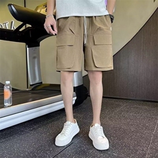 大口袋工装短裤男生夏季薄款宽松直筒五分裤潮流百搭高级感中裤子，男装休闲裤，星座506A