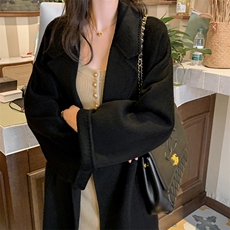 2025年秋季时尚百搭通勤简约休闲浴袍，女装双面呢大衣，荣图大衣