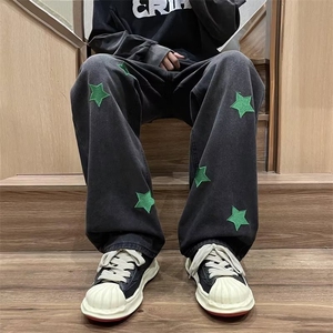 牛仔裤男秋季潮大码休闲裤子高街NK598P45图片
