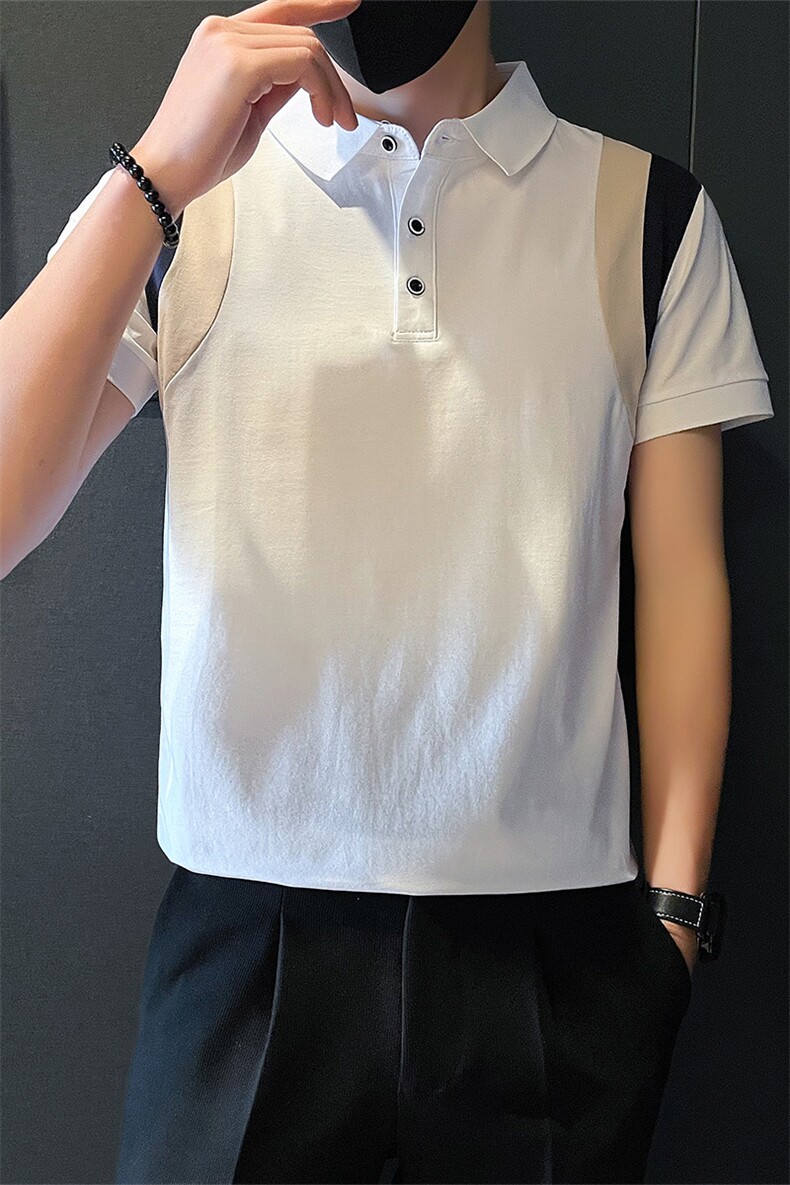 社会小伙夏季男休闲短袖POLO衫撞色修身翻领T恤A319-P55控78,男装T恤,星座210-3