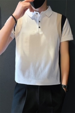 社会小伙夏季男休闲短袖POLO衫撞色修身翻领T恤A319-P55控78，男装T恤，星座210-3