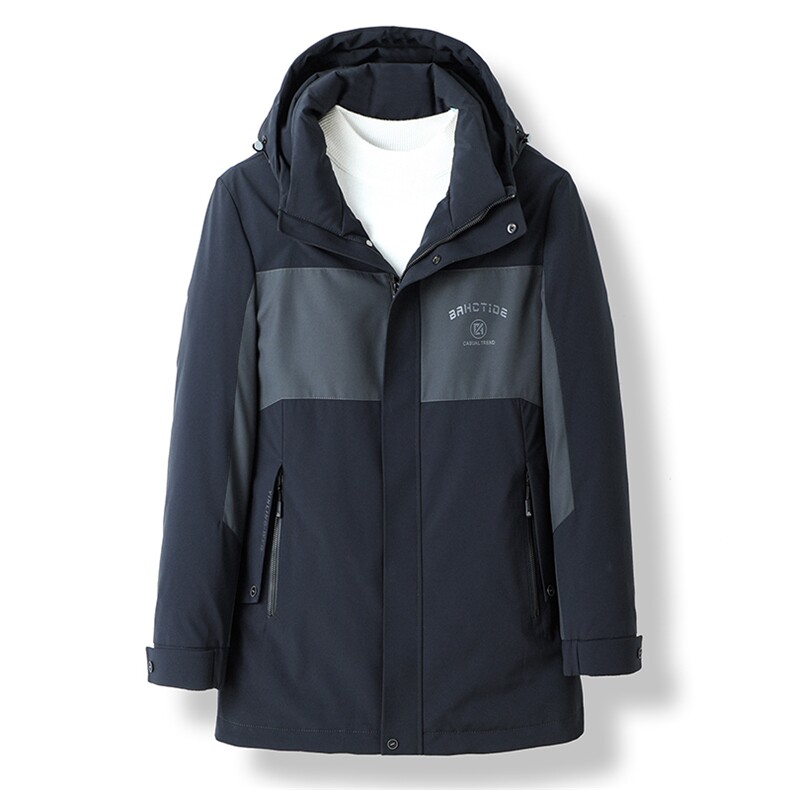 2023冬季连帽中长款羽绒服商务休闲灰鸭绒外套上衣DFLDY7002-P285，男装羽绒服，电商B212（原钱塘6029）