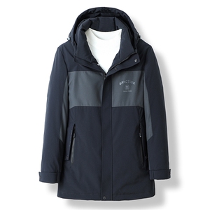 2023冬季连帽中长款羽绒服商务休闲灰鸭绒外套上衣DFLDY7002-P285图片