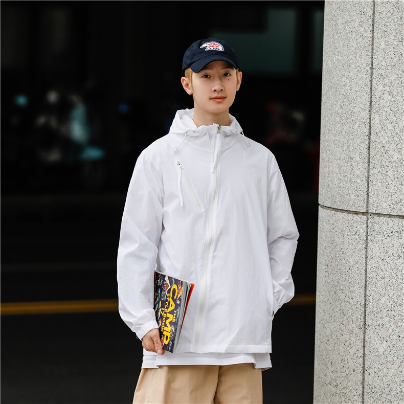 防晒衣男韩版潮流纯色连帽帅气2023夏季薄款ins宽松外套W4847-P39,男装防晒衣,星座412-2