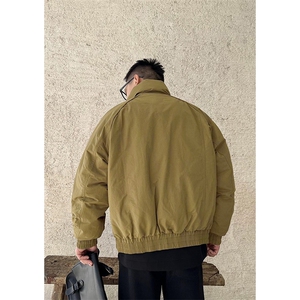 现货美式高街休闲夹克冬季三防立领纯色户外工装加厚棉服外套
