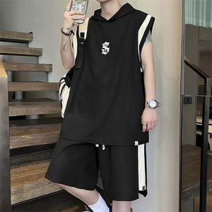 C430-P50 2024夏季套装潮牌运动背心男坎肩无袖体恤五分裤 现货图片
